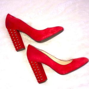Jessica Simpson Red Suede Studded Heels